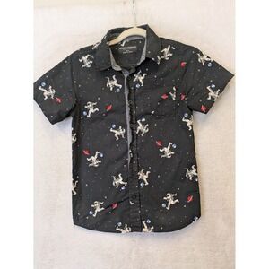 Eighth Avenue Button Down Shirt Boy's 10/12‎ Black Astronaut Space Planet Print